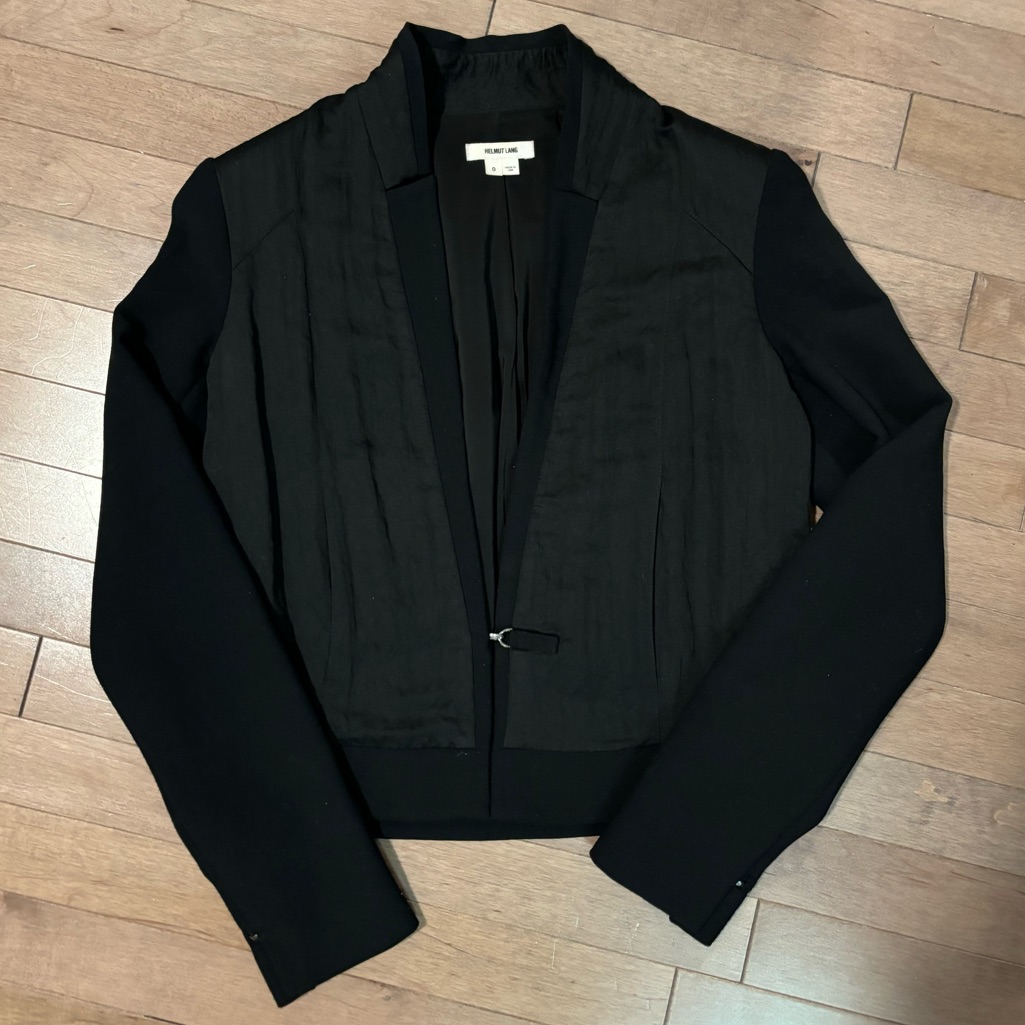 Helmut Lang Black Cropped Bomber Jacket
